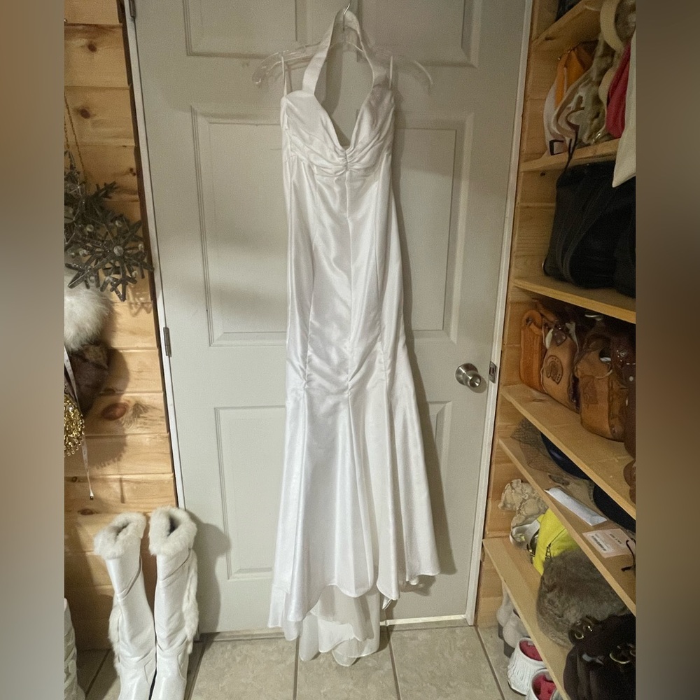 Custom Made White Halter Wedding Dress